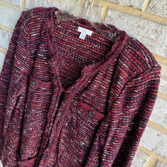 J. Jill Burgundy Multi Tweed Long Sleeve Sweater Women's Size M. - Picture 7 of 9